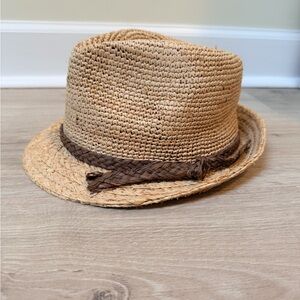 Scala Pronto Raffia Straw Fedora Hat with Braided Band